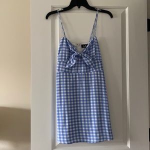 St. Helena Blue and White Gingham Tie-Front Dress